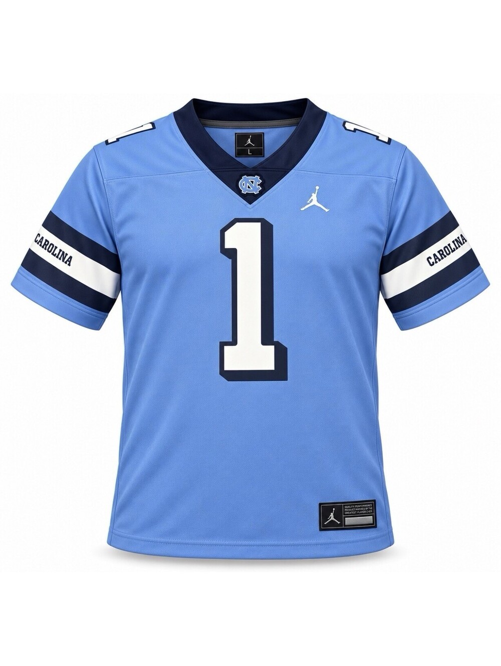 Jordan UNC Tar Heels Football Jersey #1 Men’s Large Carolina Blue NCAA New